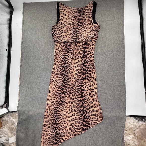 I.N.C international Concepts Faux Wrap Midi Dress Cheetah Sleeveless Scoop Neck - Picture 10 of 13